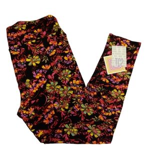 Lularoe Black Wild Flower Leggings TC2